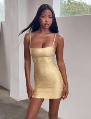 Metallic Bandage Strappy Mini Dress