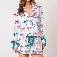 Bow/Boots Print Loungewear Pajama Set