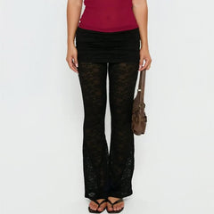 Black Lacere Fold Over Sheer Pants