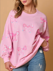 Sequin Bow Print Sweatshirt