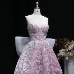 Bow Long Train Strapless Embroidered Mini Dress