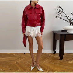 Velvet Lace Trim Shorts