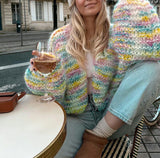 Pastel Multicolor Knit Crop Cardigan