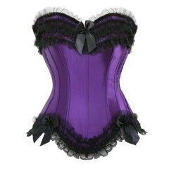 Satin Bow Lace Strapless Corset Top