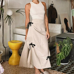 Bow Applique Long Skirt - Free From Label