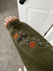Fox Embroidery Cropped Open Front Cardigan