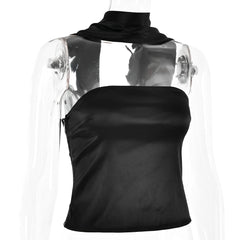 Satin Wrap Around Strap Crop Top