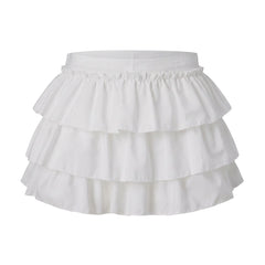 Layered Elastic High Waist Satin Bow Mini Skirt