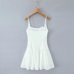 White 3d Floor Eyelet Mini Dress