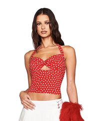 Red Heart Print Crop Top