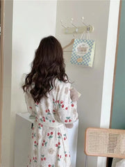 Cartoon Print Kimono Long-Sleeve Robe Nightgown