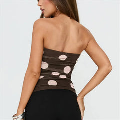 Polka Dot Mesh Tube Top