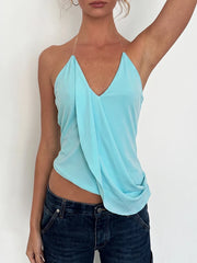 Asymmetrical Hem Transparent Strap Tank Top