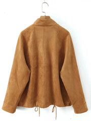Khaki Drawstring Hem Jacket