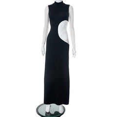 Black Mock Neck Tank Side Cut Out Maxi Dress Free From Label