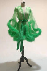 Short Feather Robe Dressing Gown