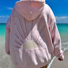 Pink Sunrise Embroidered Hoodie