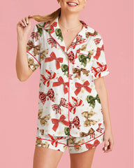 Christmas Santa Pets Print Pajamas Set