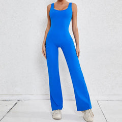 Person wearing a blue jumpsuit - front view