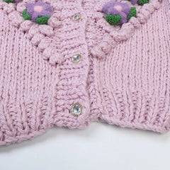 Lavender 3D Flower Crochet Cardigan