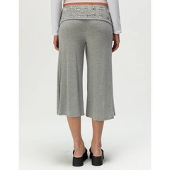 Ring Wasit Details Wide Leg Capri Pants