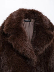 Women's brown faux fur coat.