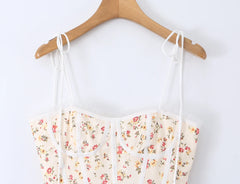 Orange Floral Corset Tie Up Strap Mini Dress