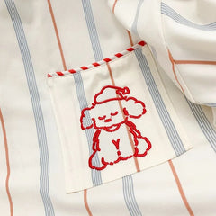 Cartoon Dog Embroidery  Pajamas Two-piece Set