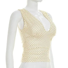 Polka Dot Sleeveless V-Neck Tank Top