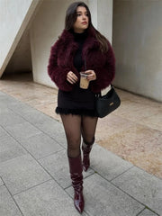 Faux Fuzzy Fur Crop Coat