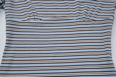 Striped Print 3/4 Sleeve Boat Neck Top and Elastic Waist Shorts Set