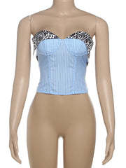 Corset Leopard Patchwork Crop Top