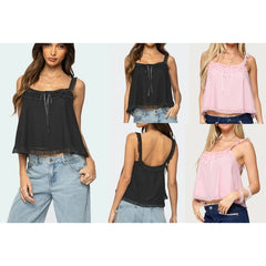 Silky Bow Tied Babydoll Crop Top