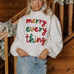 Merry Everything Letter Print Graphic Sweatshirt