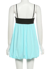 Puff Hem Strappy Mini Dress
