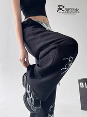 Lace Trim Waist Wide Leg Joggers