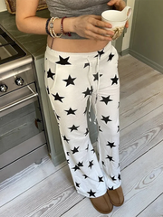 White Stars Printed Drawstring Sweatpants