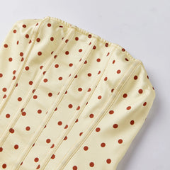 Polka Dot Strapless Tiered Ruffle Playsuit