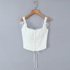 White Tie Up Hook Corset Top