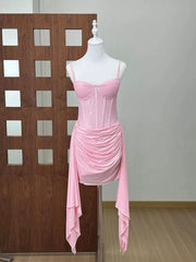Pink Bustier Draped Bodycon Mini Dress
