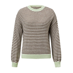 Striped Round Neck Mohair Sweater