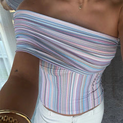 Multicolor Striped Off-Shoulder Top