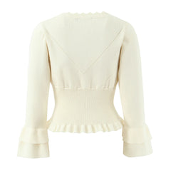 Knit Cropped Drawstring Cardigan Top