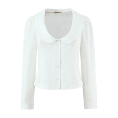 White Peter Pan Collar Long Sleeve Shirt