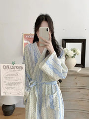 Cartoon Print Kimono Long-Sleeve Robe Nightgown