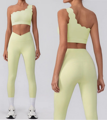 2PCS Yoga Set One Shoulder Sport Bra & Tracksuit