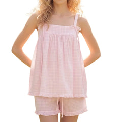 Plaid Spaghetti Strap Top and Shorts Set