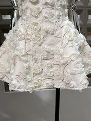 Floral Embroidered Strapless Mini Dress