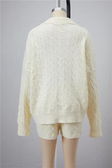 Cable Knit Long Sleeve Sweater And Shorts Set