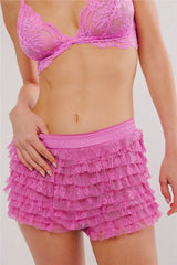 Layered Ruffle Lace Trim Shorts